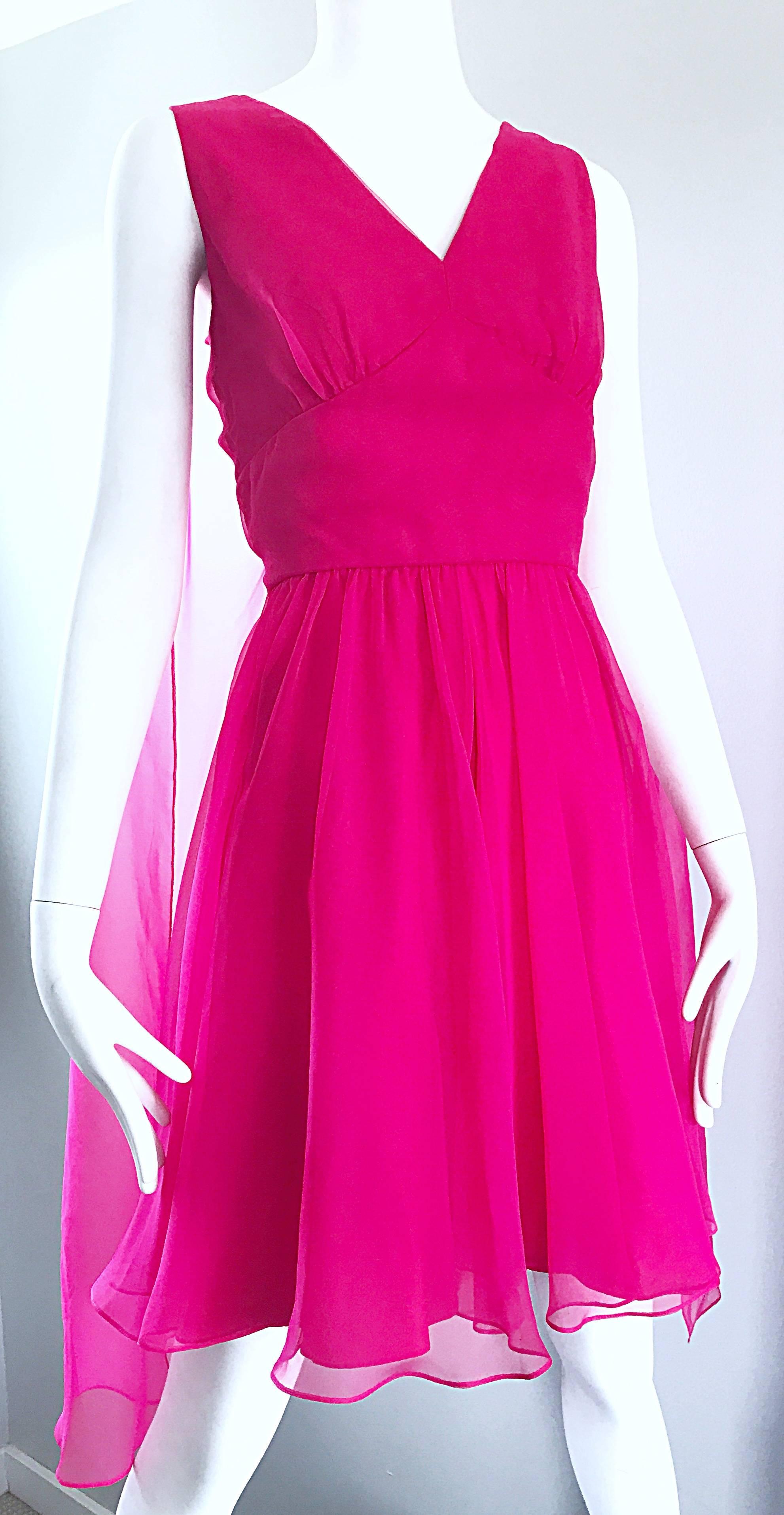 hot pink chiffon dress