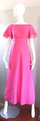 Emma Domb rosa bubblegum anni '70 manica corta Vintage 70s Empire Waist Maxi Dress