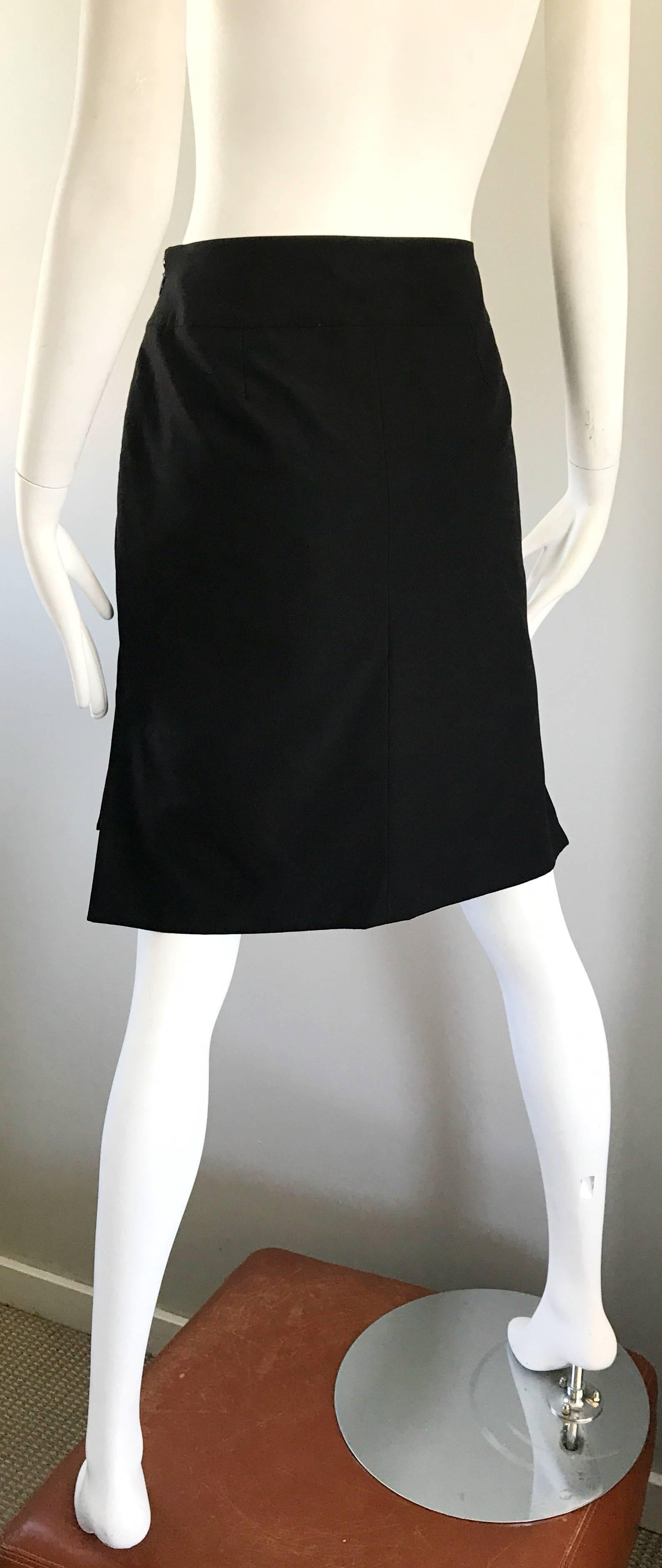 Vintage Yves Saint Laurent Rive Gauche YSL Black Hi - Lo Asymmetrical 90s Skirt In Excellent Condition For Sale In San Diego, CA