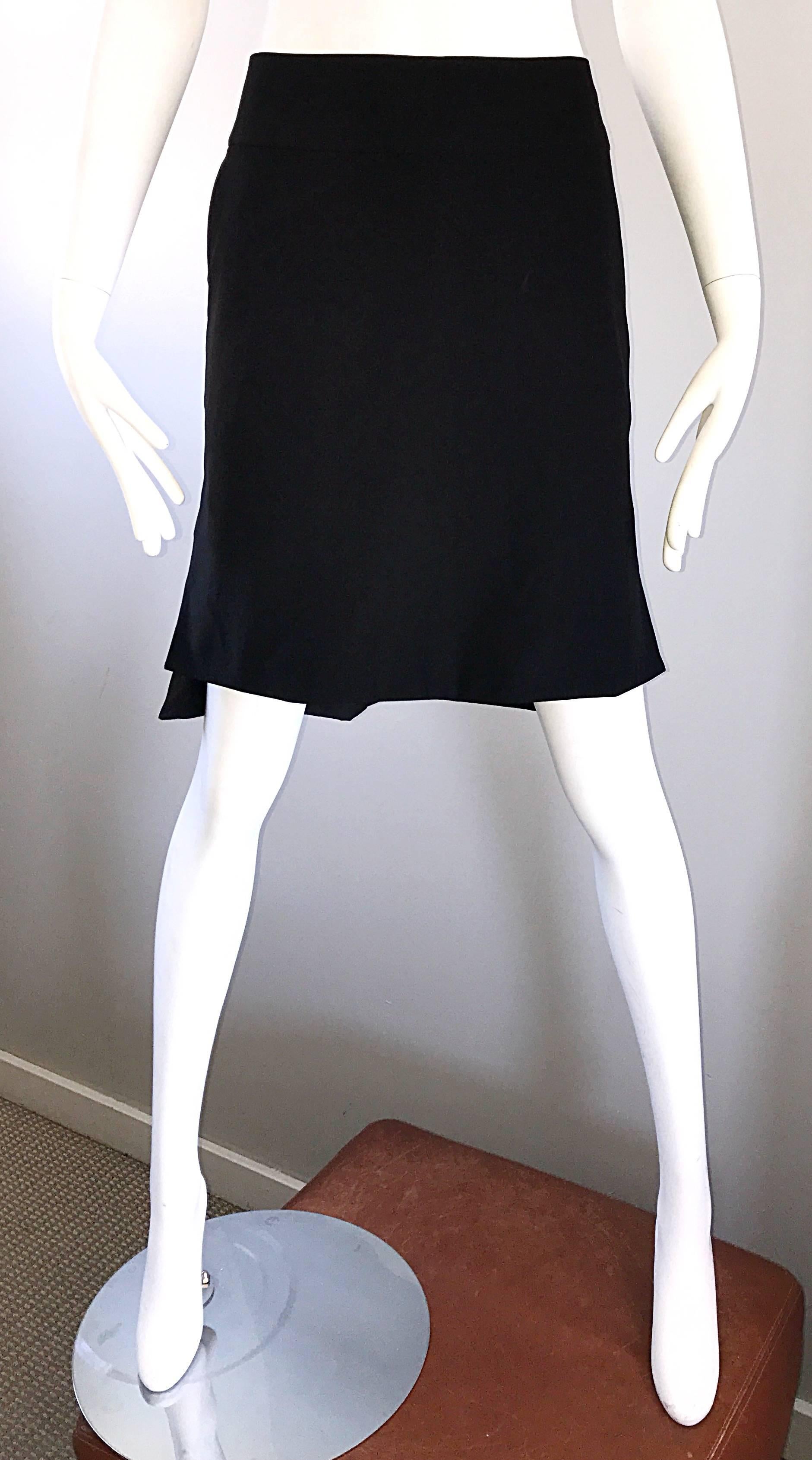 Women's Vintage Yves Saint Laurent Rive Gauche YSL Black Hi - Lo Asymmetrical 90s Skirt For Sale