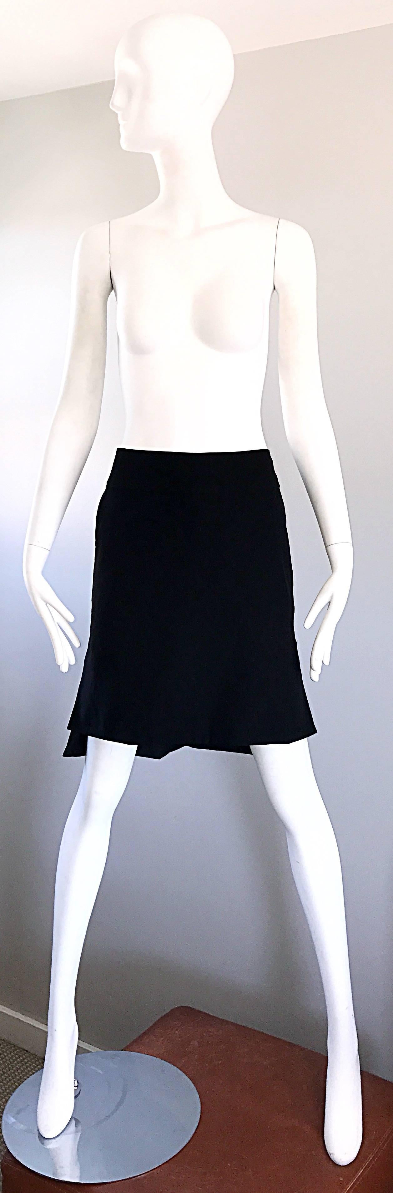 Vintage Yves Saint Laurent Rive Gauche YSL Black Hi - Lo Asymmetrical 90s Skirt For Sale 2