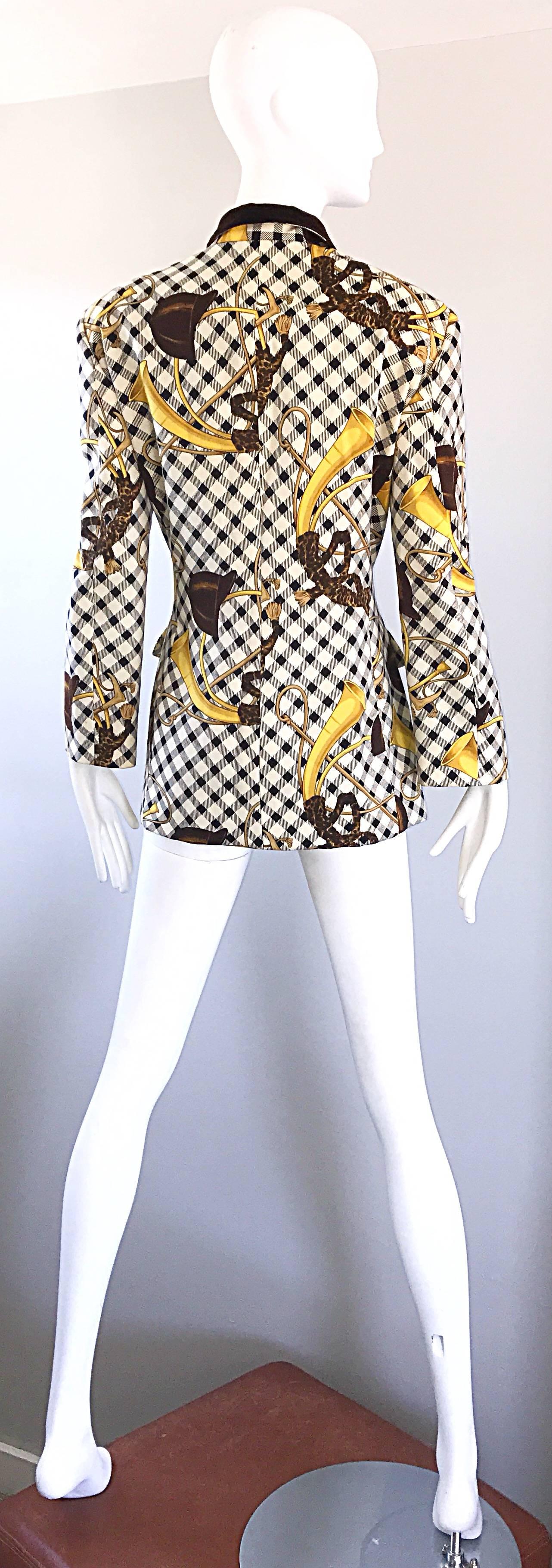 Women's Alberta Ferretti Vintage Size 12 Equestrian Themed Blazer Jacket, 1990s  