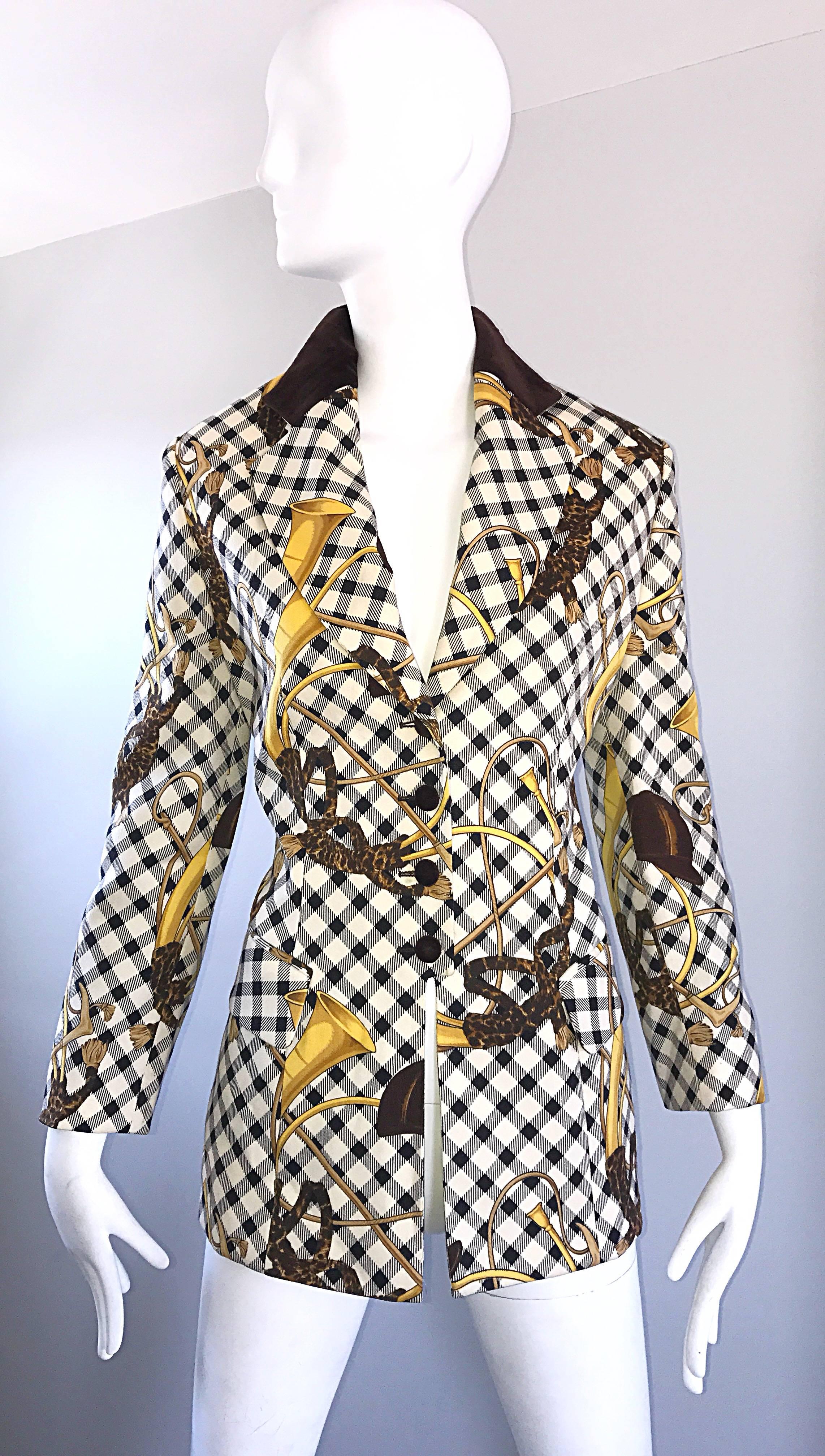 Alberta Ferretti Vintage Size 12 Equestrian Themed Blazer Jacket, 1990s   4