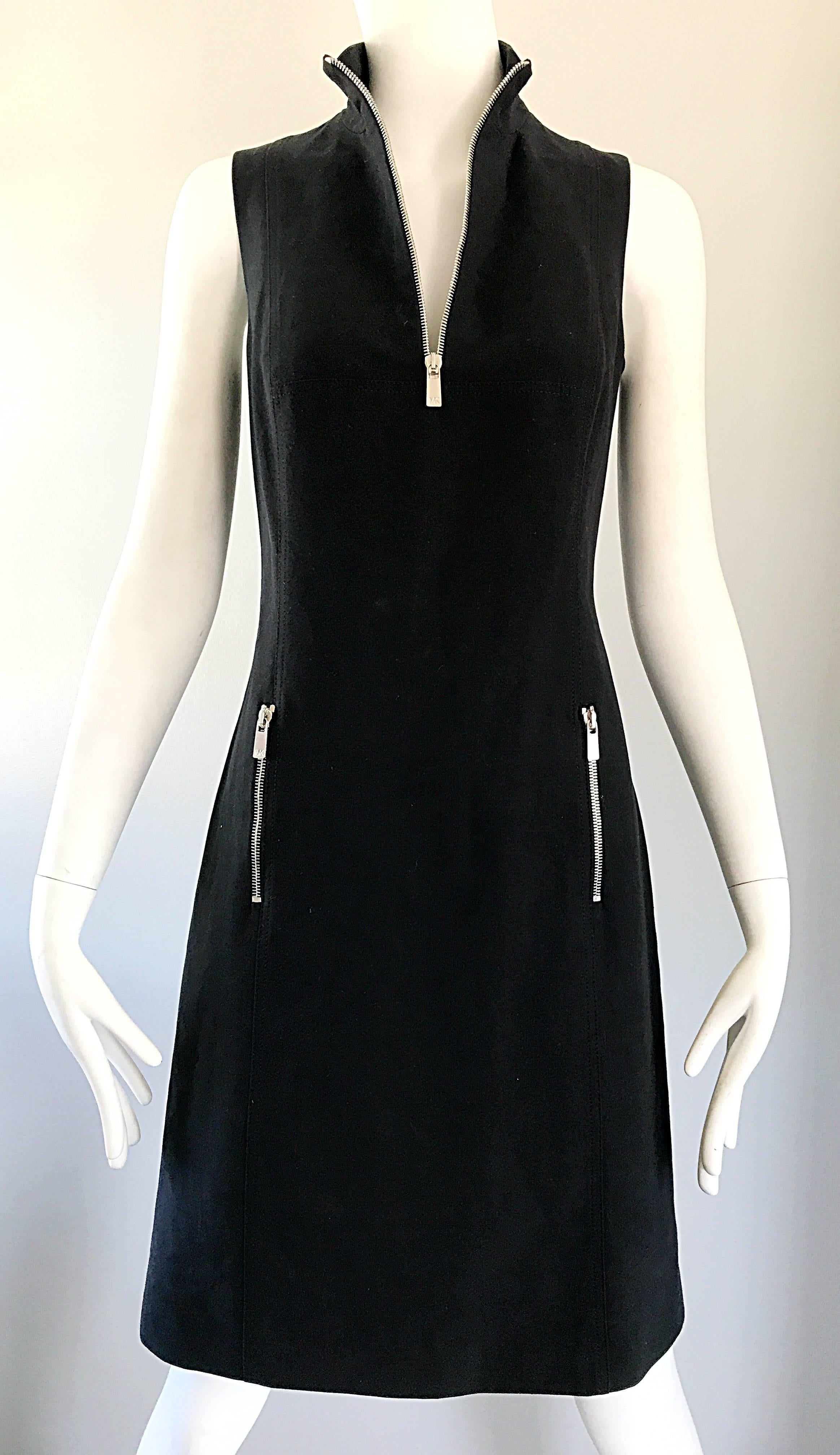 Brand New Michael Kors Collection Black Size 4 ' Zipper ' Sheath Dress NWT 2