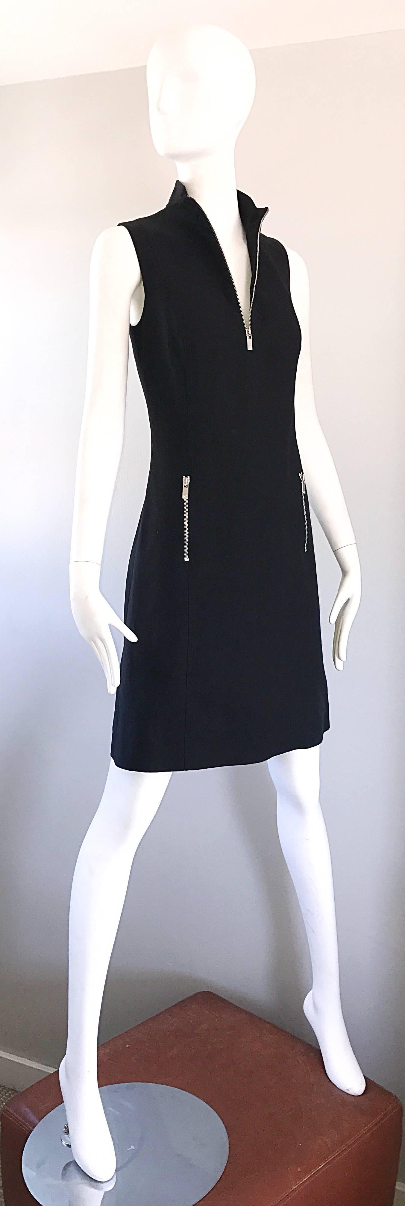 Brand New Michael Kors Collection Black Size 4 ' Zipper ' Sheath Dress NWT 3