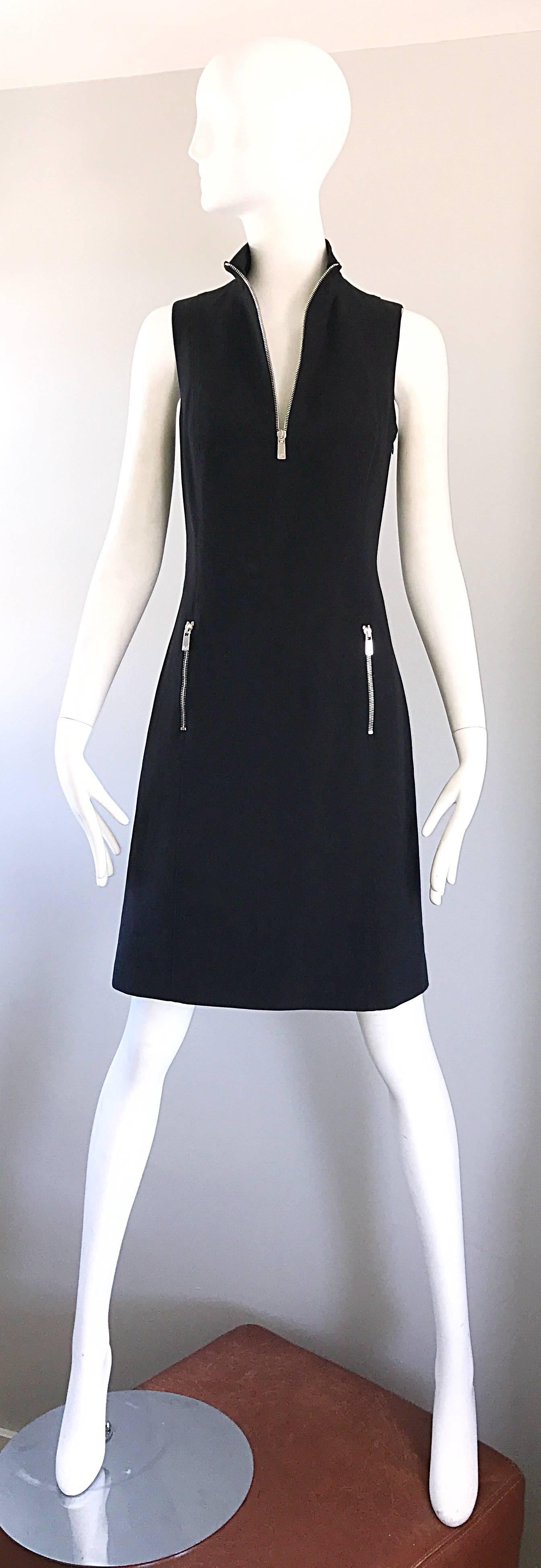 Brand New Michael Kors Collection Black Size 4 ' Zipper ' Sheath Dress NWT 5