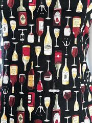 Amazing 1990s Novelty Wine Bottle / Glass Print Happy Hour Cotton Mini Dress