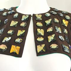 Fabulous 2000s C.D. Greene Brown Heavily Beaded Jeweled Cropped Vintage Bolero
