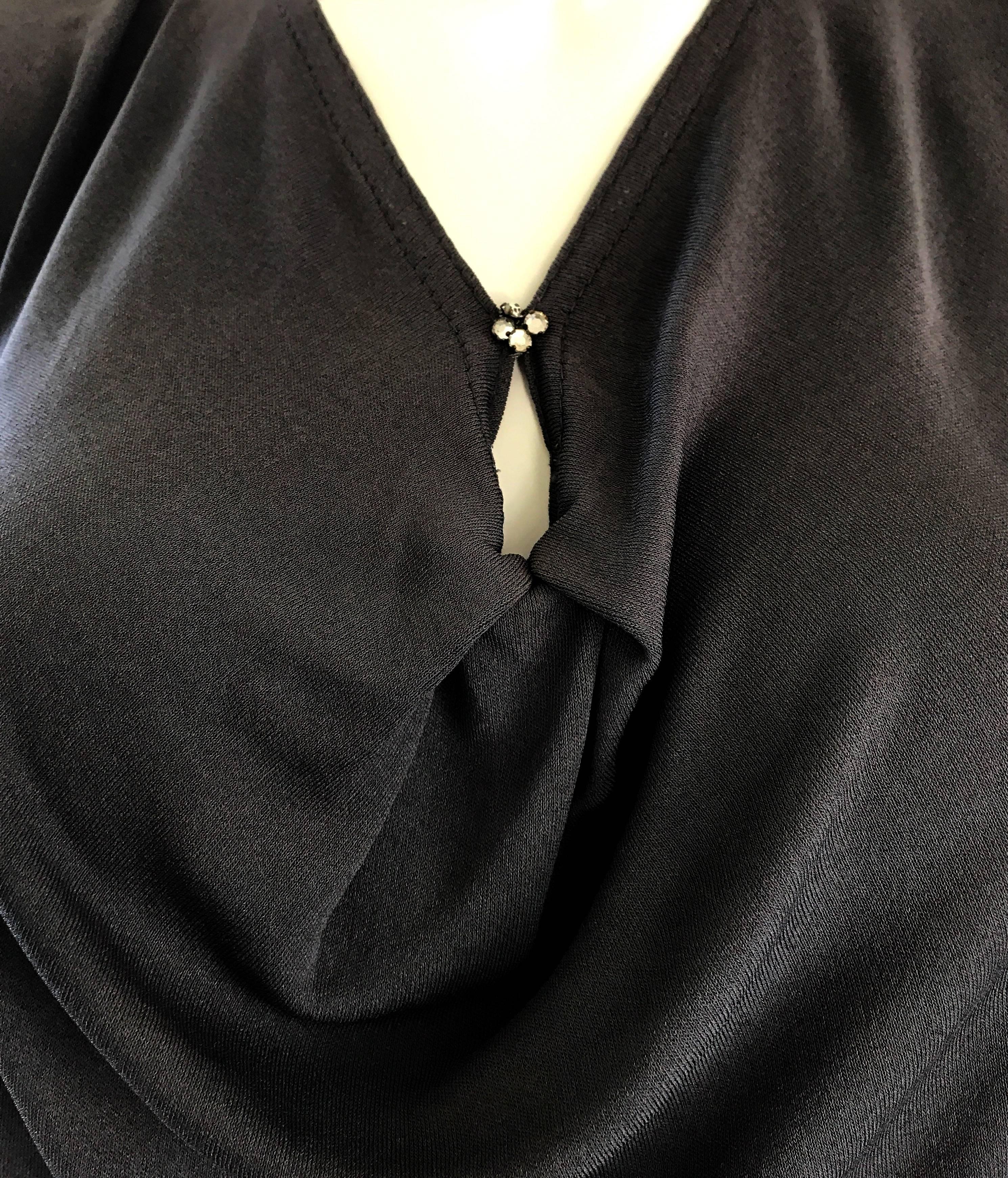 Women's 1990s C.D. Greene Black and Gray Colorblock Dolman Sleeve Vintage Jersey Dress For Sale