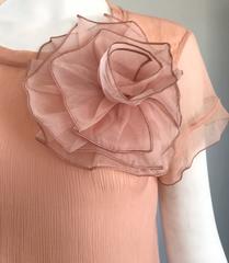 1990s Blumarine by Anna Molinari Light Pink Peach Chiffon Semi Sheer Blouse Top