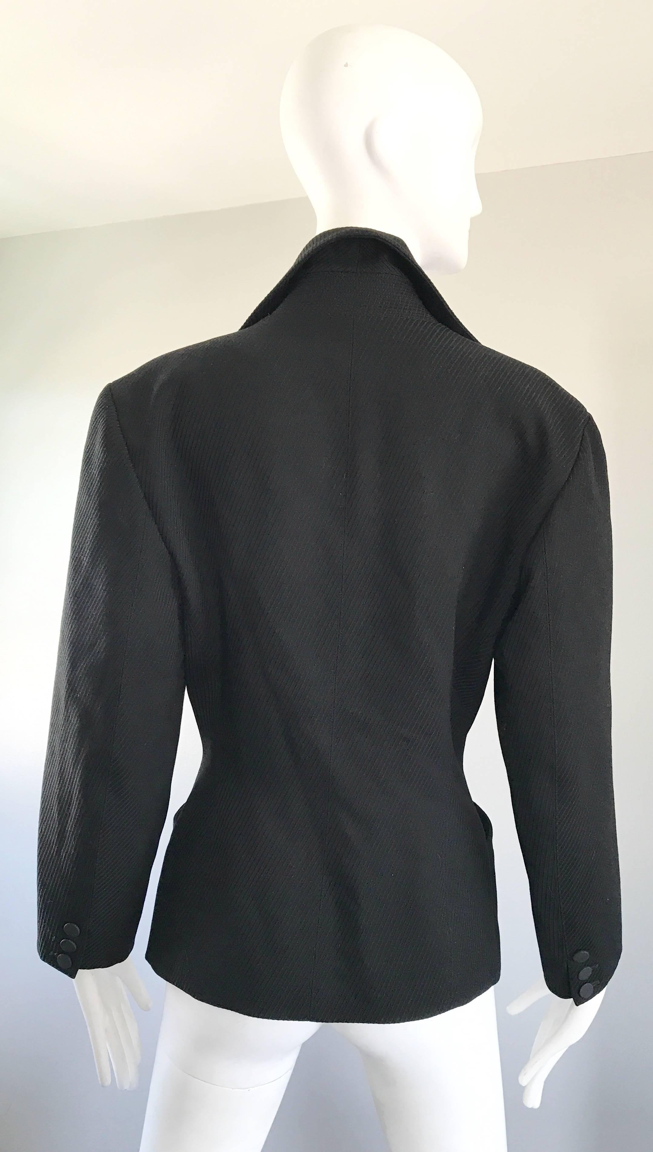 Rare Vintage Alaia 1980s Musuem Held Avant Garde Wasp Waist 80s Fitted Jacket In Excellent Condition For Sale In San Diego, CA