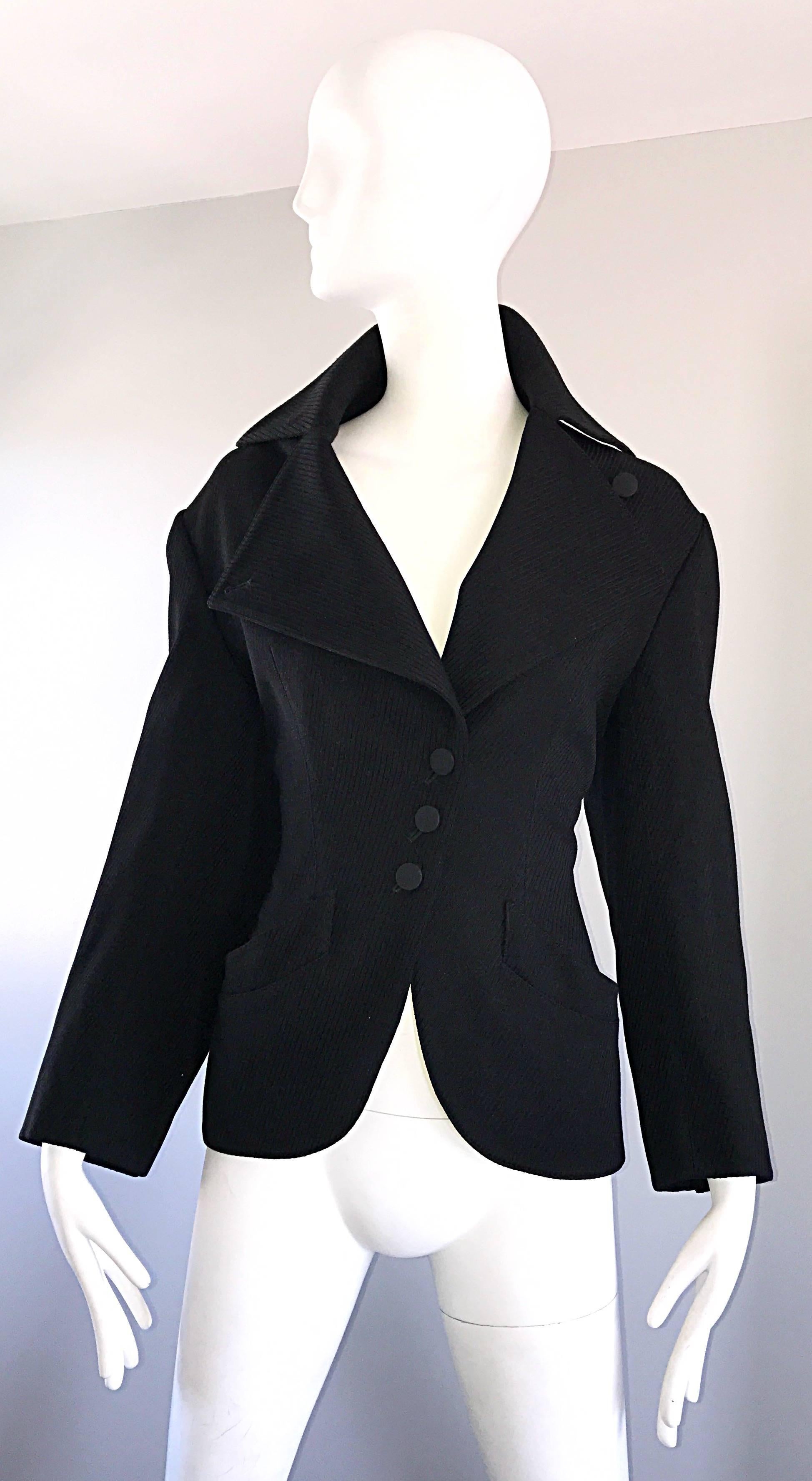 Rare Vintage Alaia 1980s Musuem Held Avant Garde Wasp Waist 80s Fitted Jacket For Sale 3