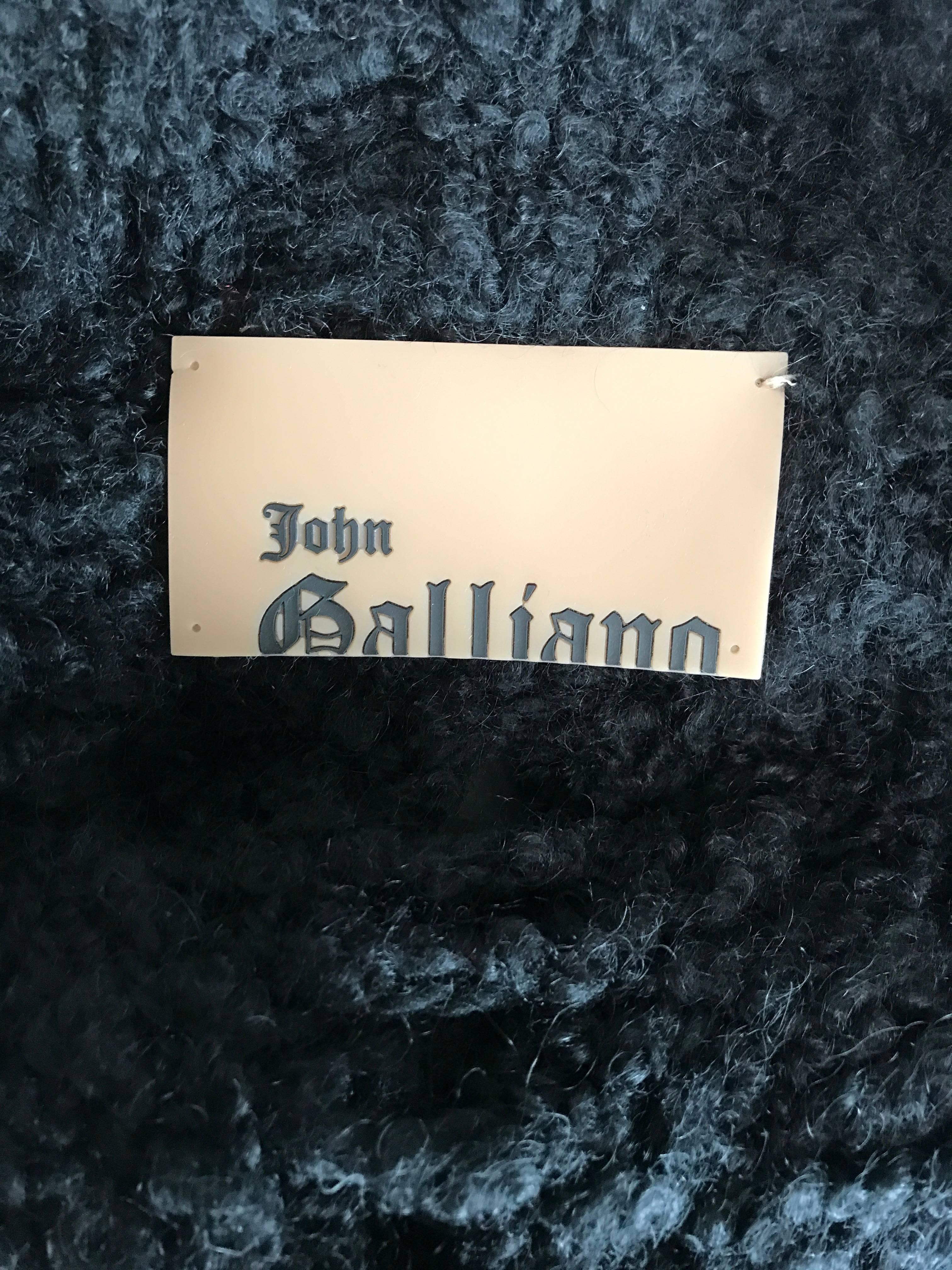 Vintage John Galliano 1990s Rabbit Fur + Wool Black 90s Slouchy Sweater Jacket  6