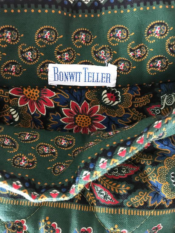 1970s Bonwit Teller Paisley Flower Print Vintage 70s Cotton Boho Maxi Skirt  For Sale 5