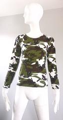 New Early Lucien Pellat Finet 90s Camouflage Marijuana 420 Skull Long Sleeve Top
