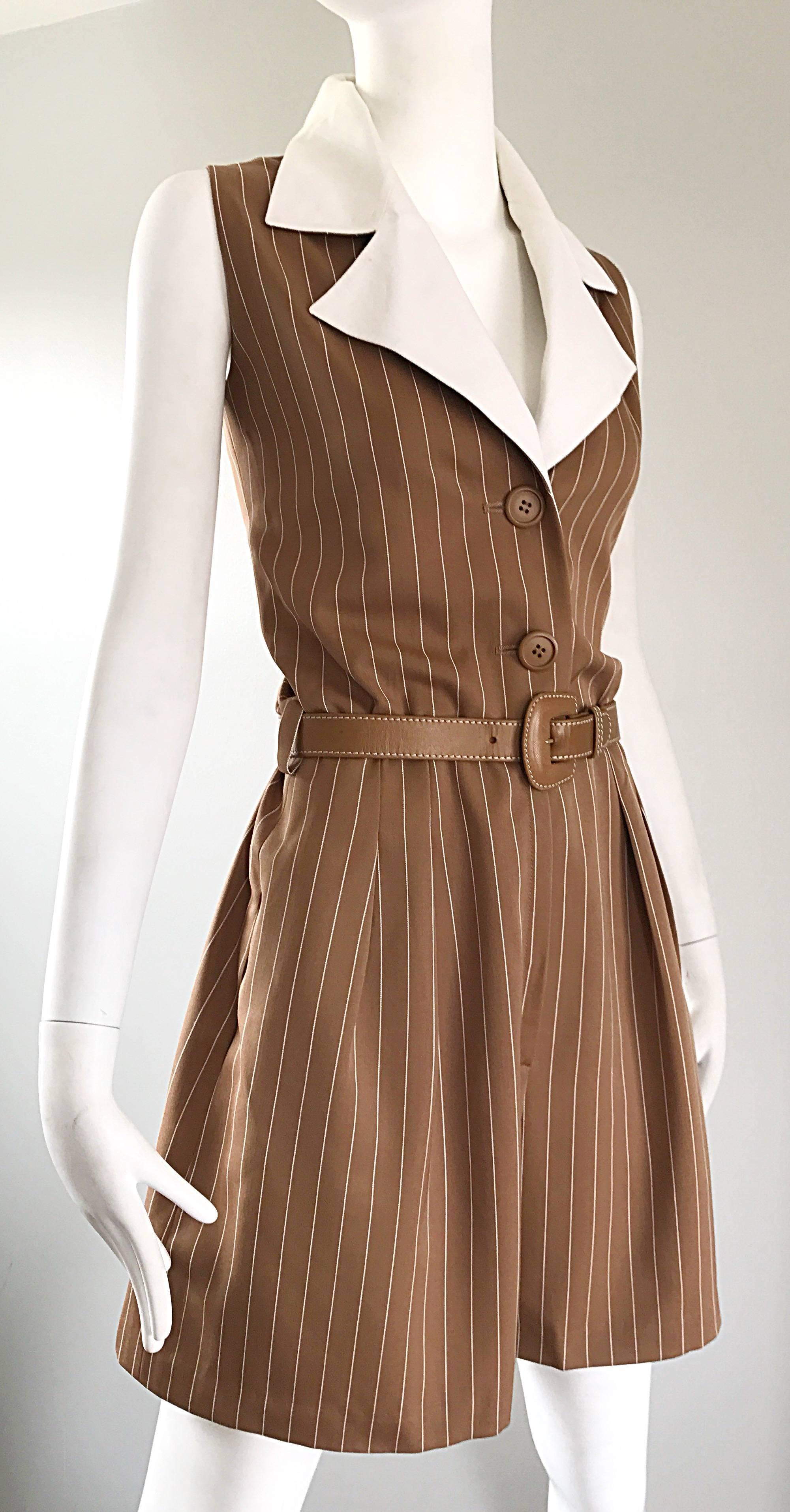 Rare Vintage Givenchy Couture Brown and White Pinstripe 1990s Romper ...