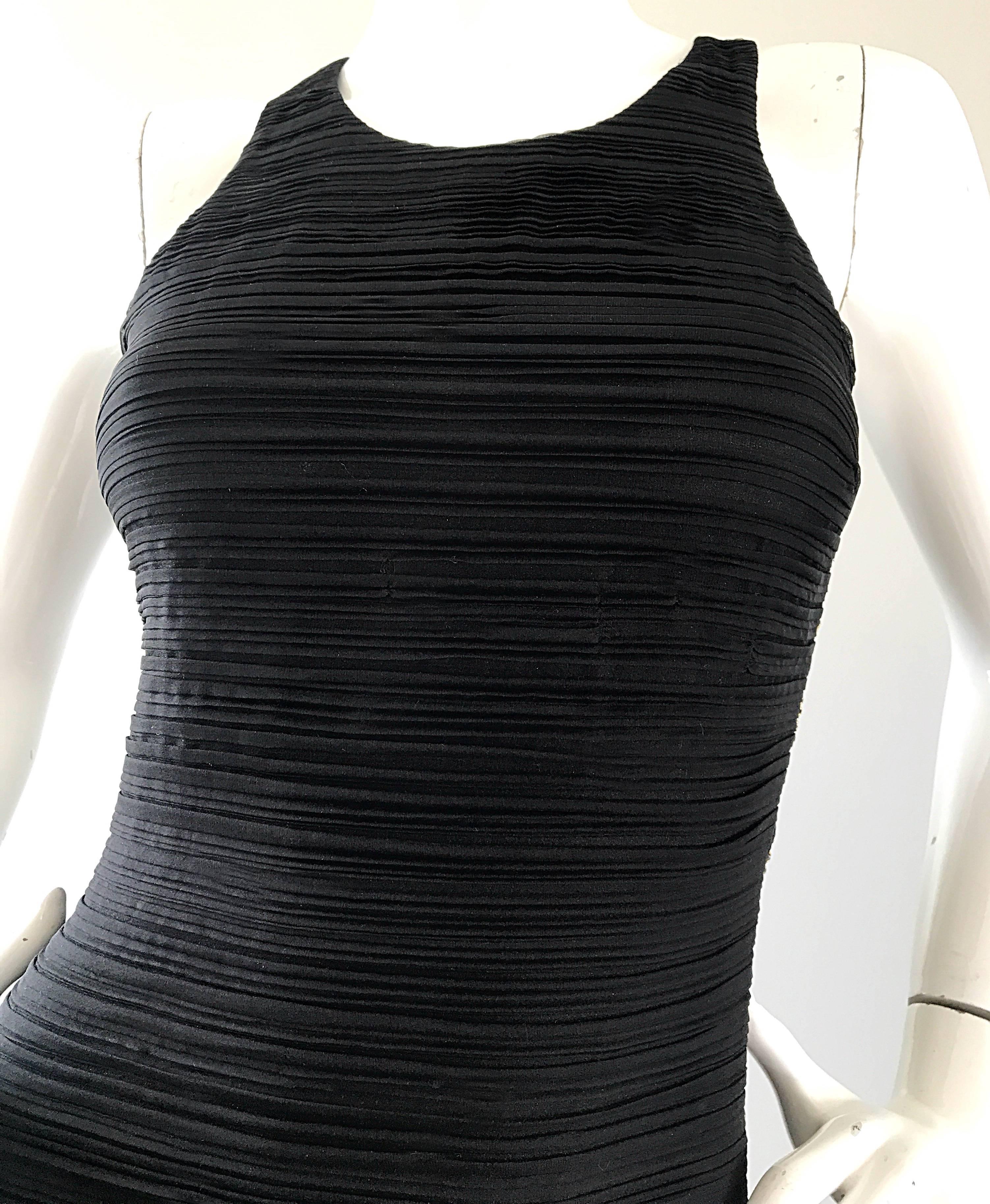 Women's 2000s Gianni Versace Black Silk Side Cut Out Rhinestone Bodycon Vintage Dress  For Sale