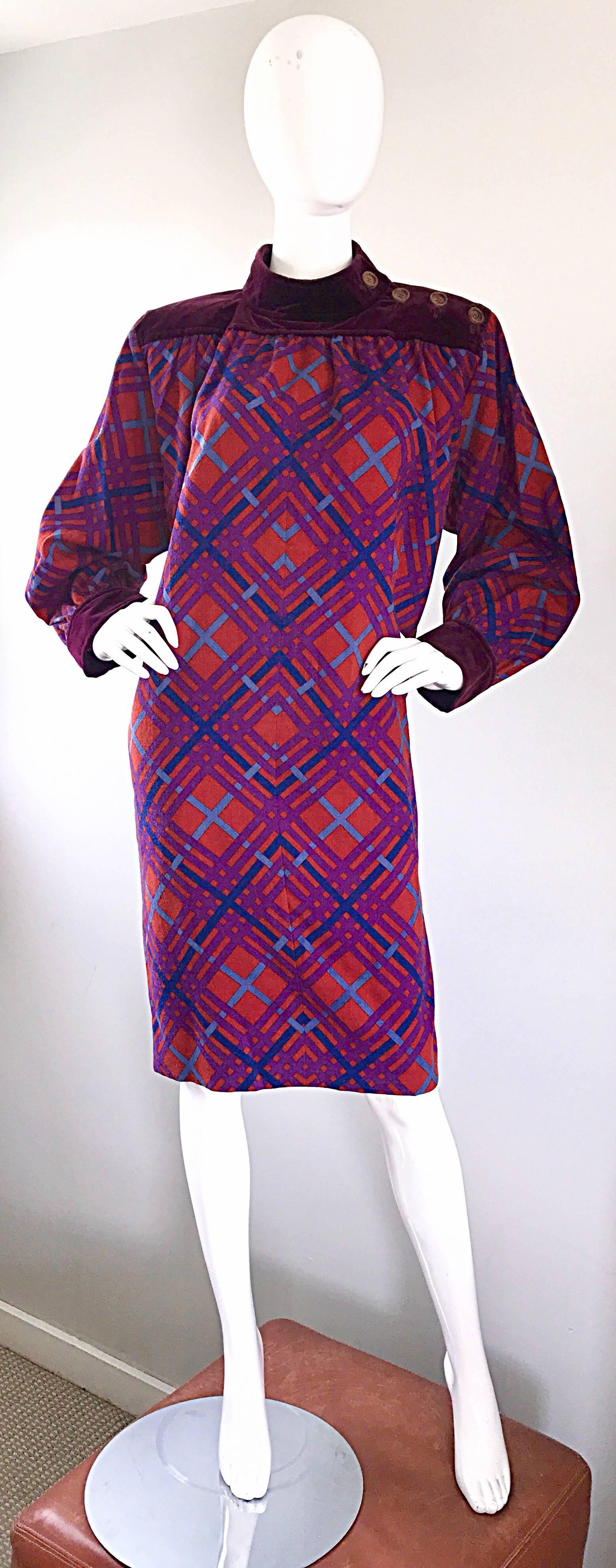 Yves Saint Laurent Vintage Russian Collection 1976 Geometric 70s Dress  For Sale 1