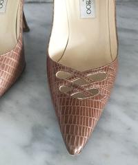 Jimmy Choo Size 36 6 Tan Nude Lizard Embossed Peek-a-Boo Stilettos Heels Shoes