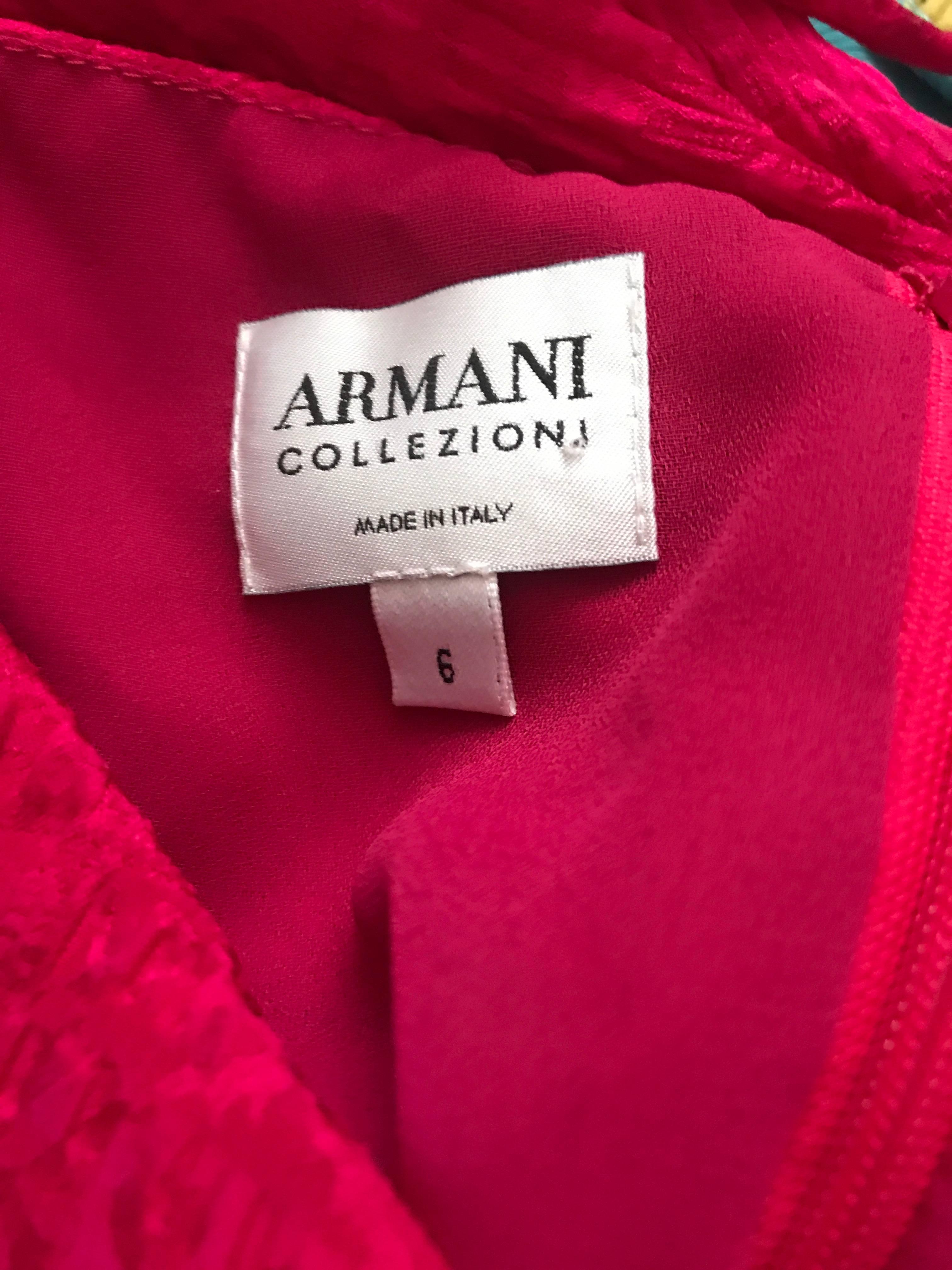 1990er Giorgio Armani Größe 6 Himbeere Rosa Fuchsia Vintage Seide Slip Kleid im Angebot 4