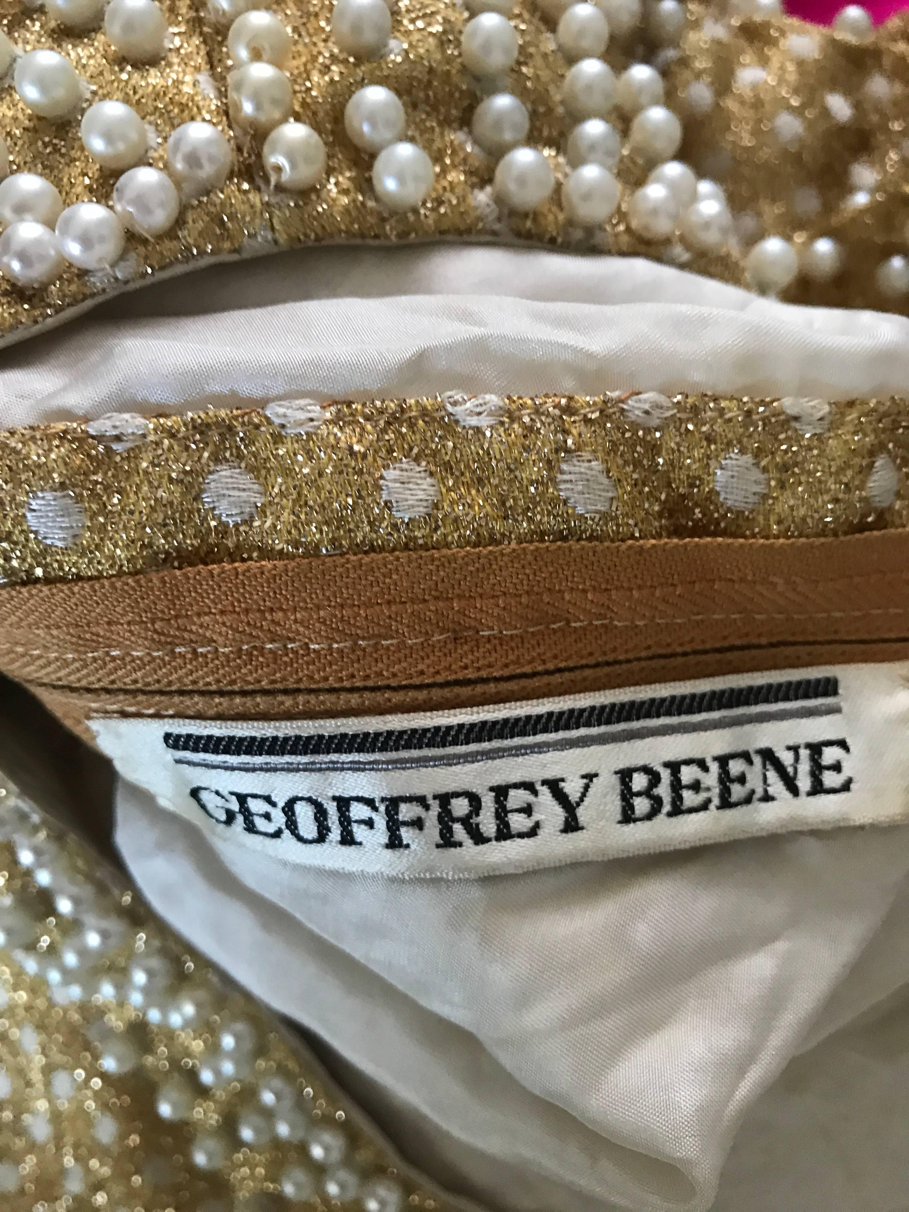 Geoffrey Beene 1960s Pearl Encrusted Gold Metallic Rare Vintage 60s Evening Gown 2
