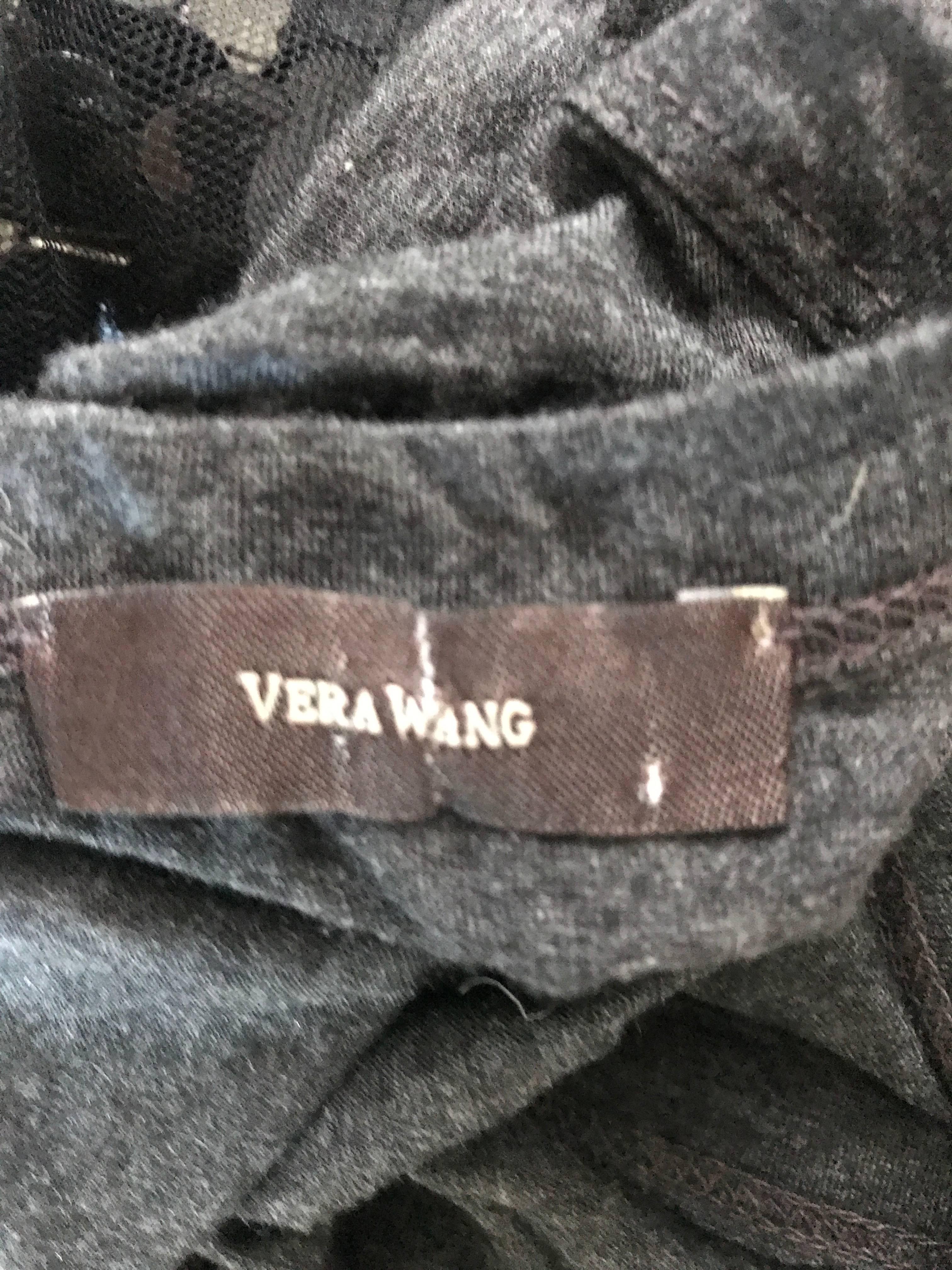 1990er Vera Wang Anthrazitgraues ärmelloses Vintage-Bluse-Top aus Tüll mit Pailletten im Angebot 5