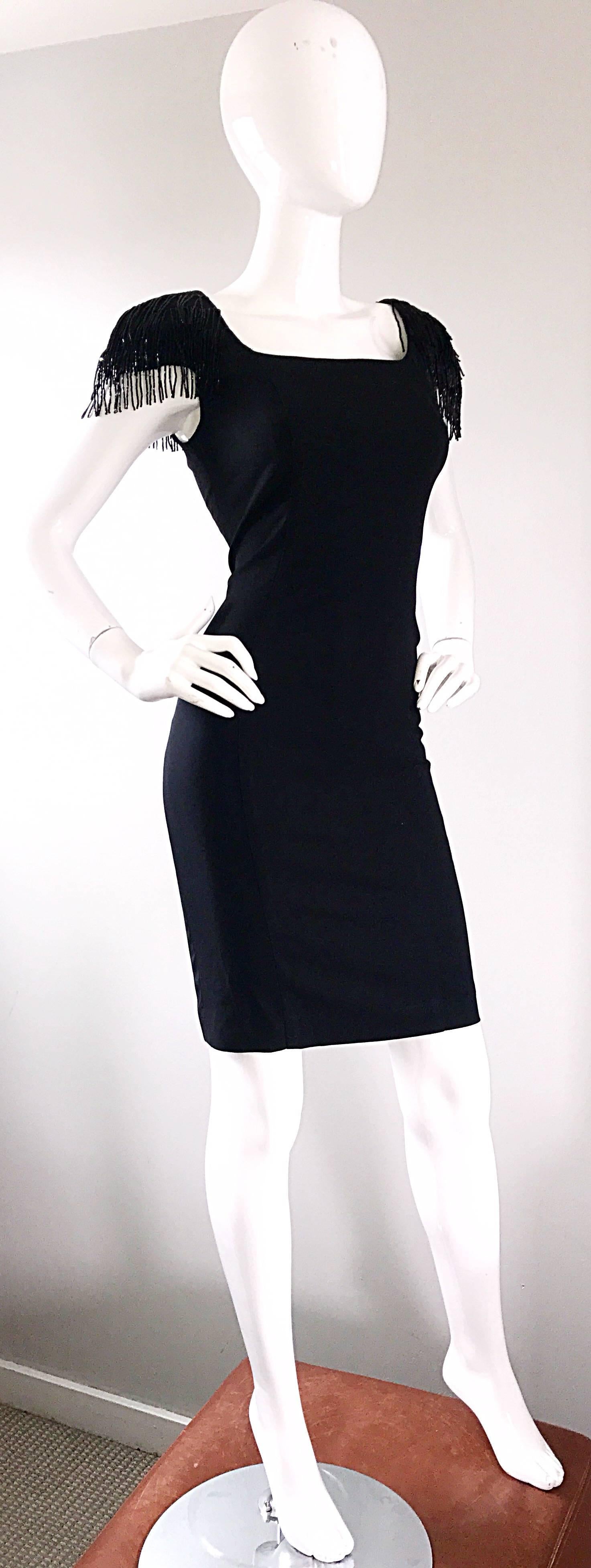 black crepe dress with sleeves