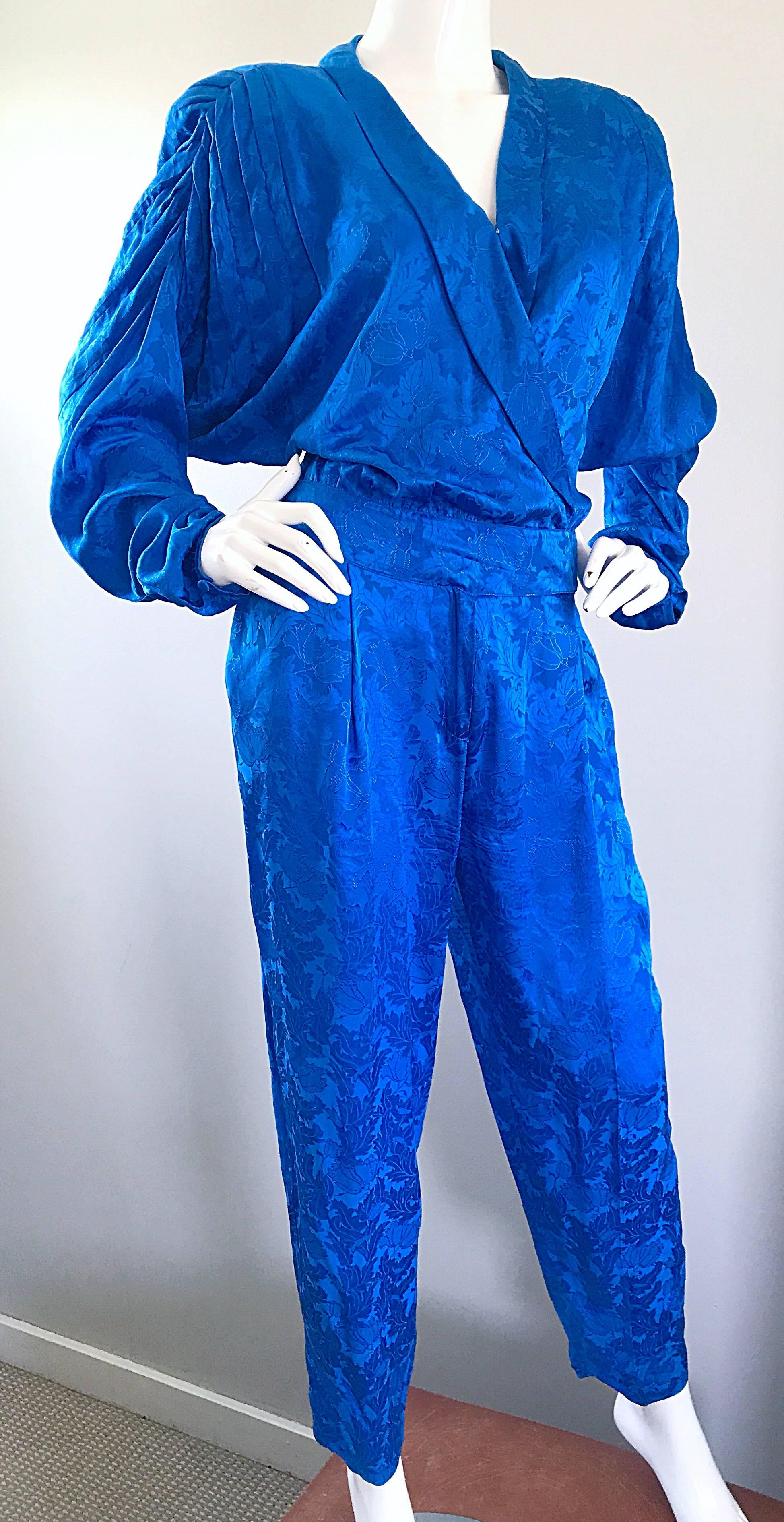 silk blue jumpsuit