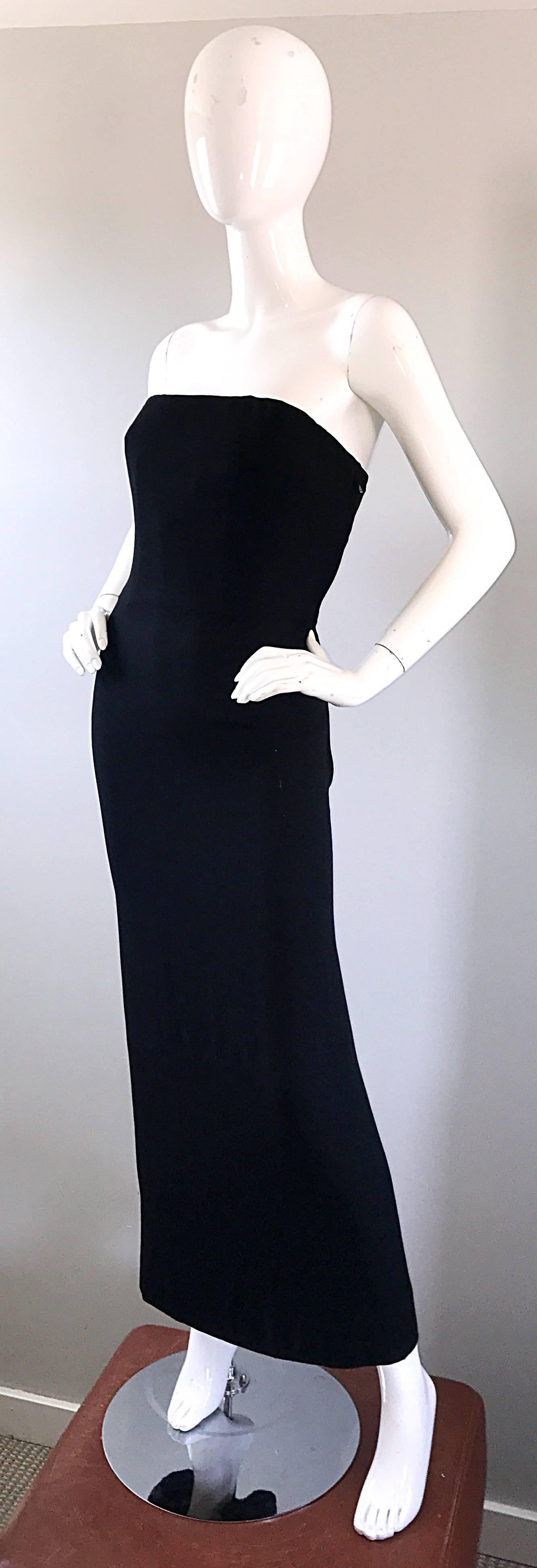 Noir robe à bustier en mousseline de soie noire Neiman Marcus Couture des années 1950 en vente