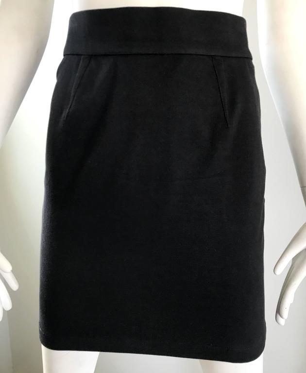 1990s Thierry Mugler Black High Waisted VIntage 90s Stretch Mini Pencil ...