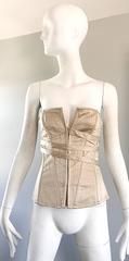 NWT La Perla 1990s Champagne Silk Vintage 90s Quilted Bustier Corset Top