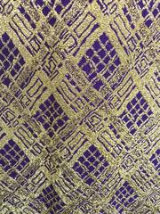 1960s Royal Lynne Gold + Purple Metallic Lurex British Hong Kong A Line Dress