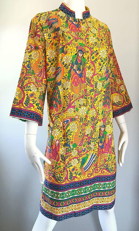 Amazing 1960s Asian Empress Novelty Print Cotton Vintage 60s Tunic Dress  For Sale at 1stDibs | 1960s tunic, asian tunic dress, 1960s tunic dress