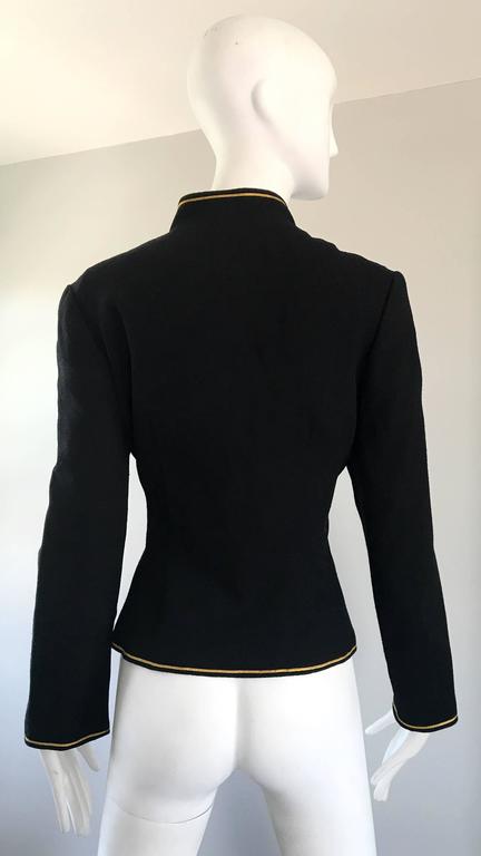 1960s Geoffrey Beene Black and Gold Military Inspired Vintage 60s Wool Jacket 1