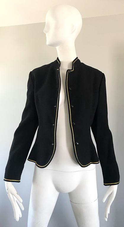 1960s Geoffrey Beene Black and Gold Military Inspired Vintage 60s Wool Jacket 2
