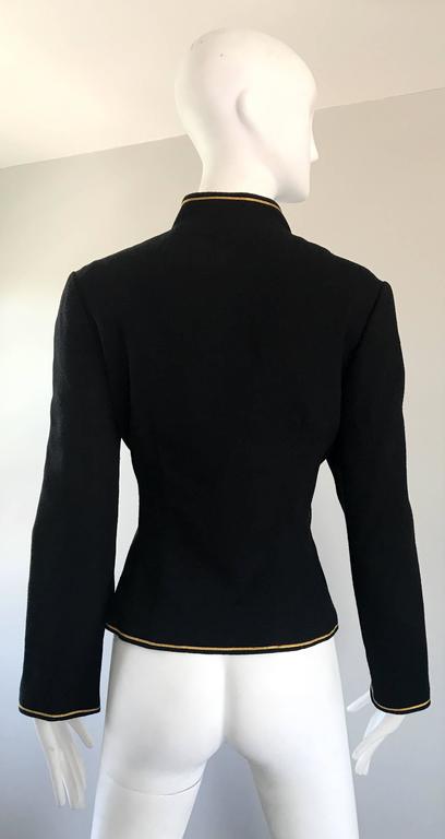 1960s Geoffrey Beene Black and Gold Military Inspired Vintage 60s Wool Jacket 4