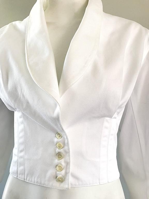 Vintage Azzedine Alaia White Cotton Fitted Cropped Lightweight Corset ...