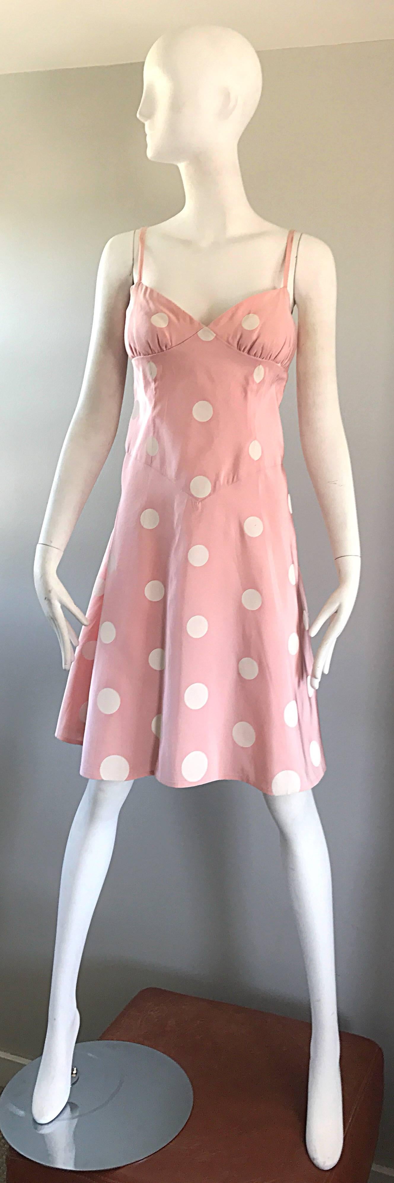 pink with white polka dots dress