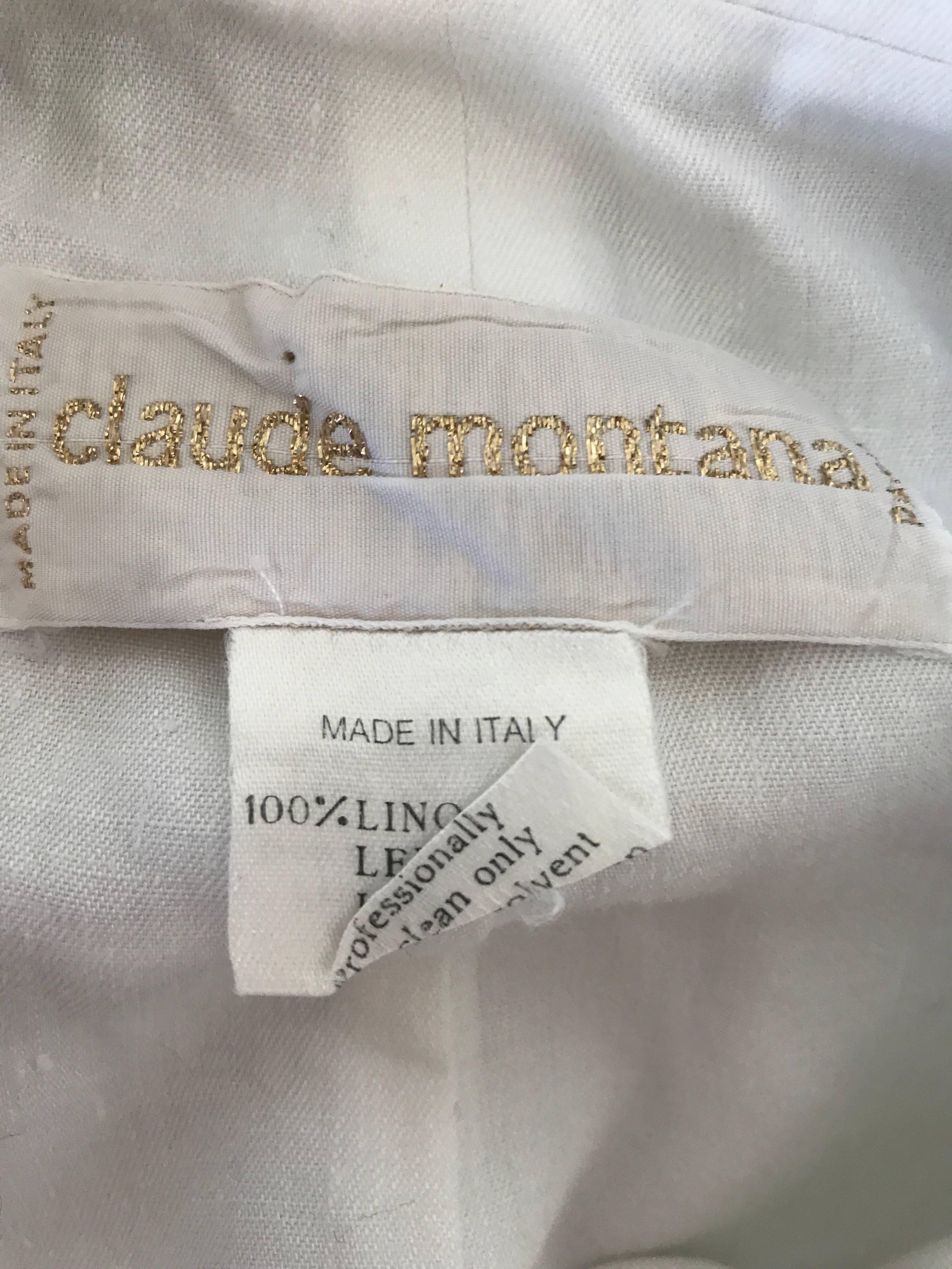 Claude Montana White Linen Avant Garde Vintage Cropped Wrap Jacket ...