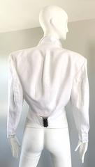 Claude Montana White Linen Avant Garde Vintage Cropped Wrap Jacket, 1980s