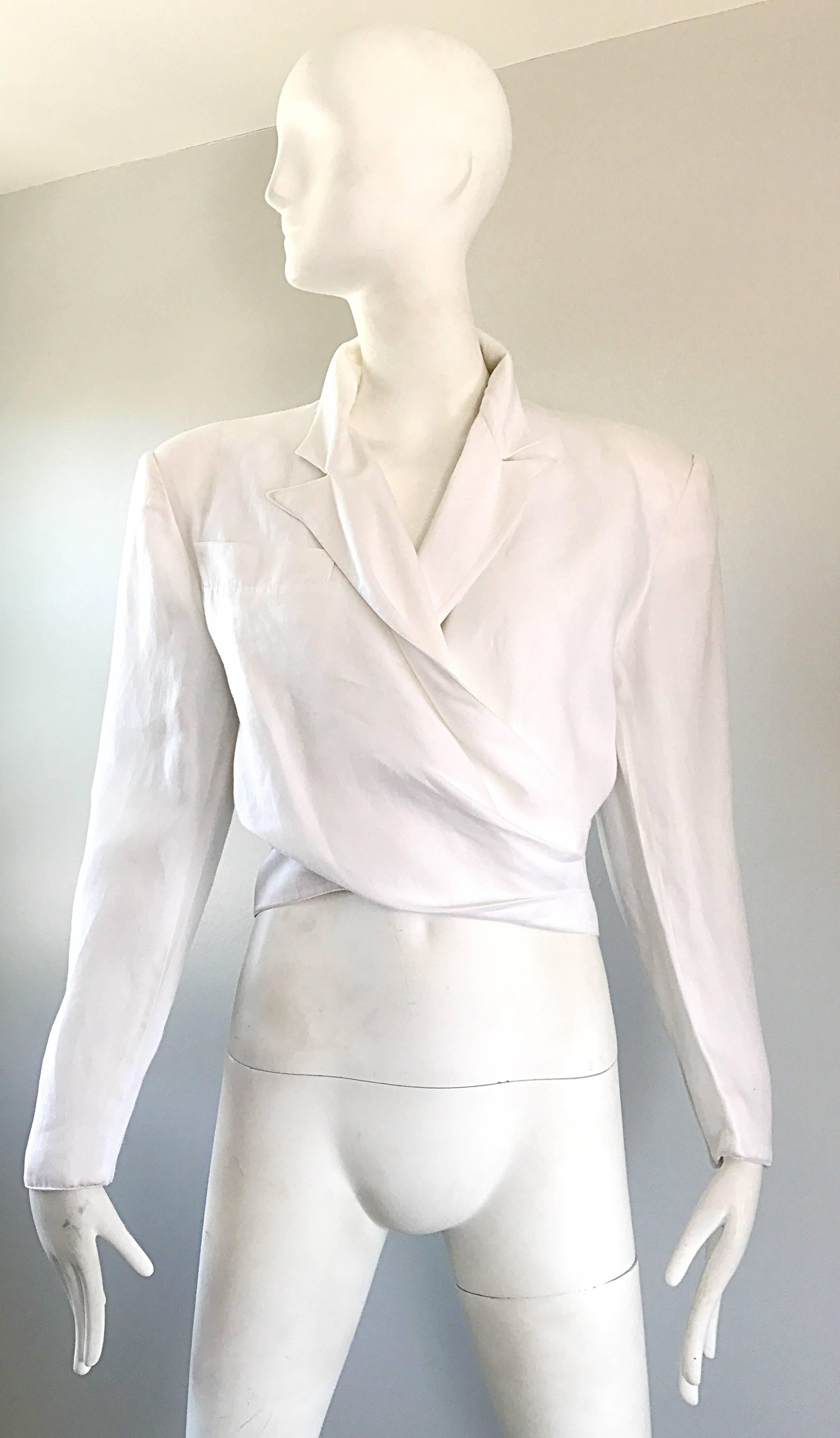 white linen cropped jacket