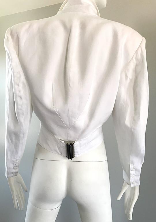 white linen cropped jacket