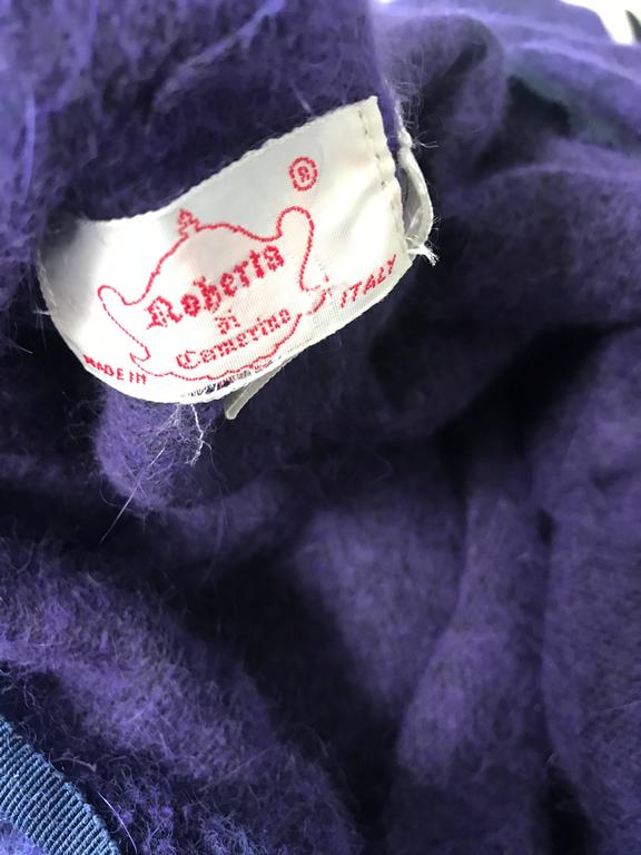 1970s Roberta di Camerino Purple Angora Mohair Purple 3/4 Sleeves Vintage Dress For Sale 6