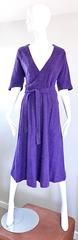1970s Roberta di Camerino Purple Angora Mohair Purple 3/4 Sleeves Vintage Dress