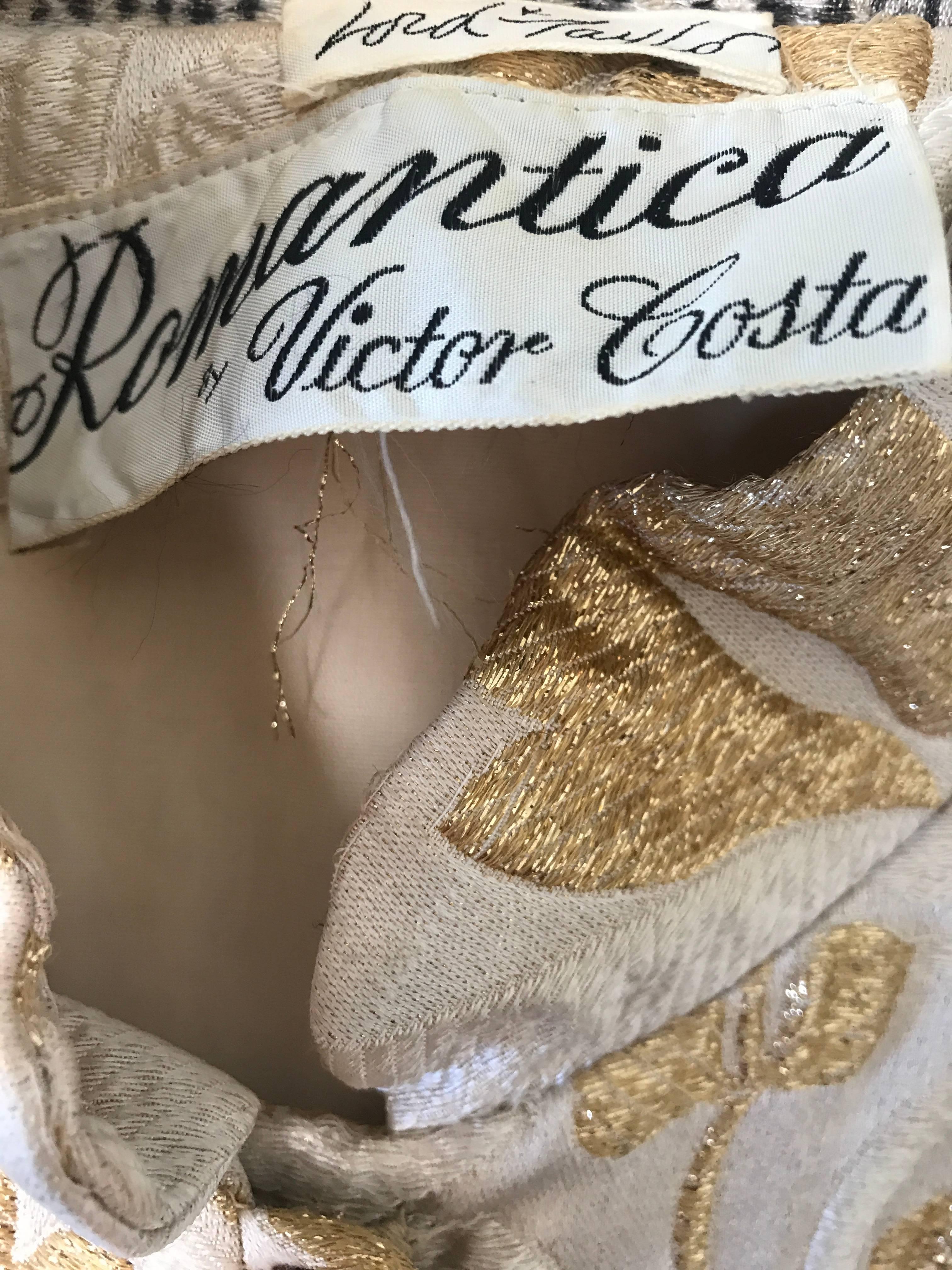 Victor Costa Romantica 1960s Gold + Ivory Silk Brocade Vintage 60s Belted Dress 4
