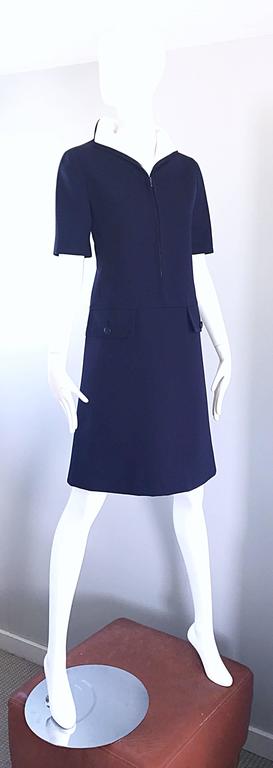 Yves Saint Laurent Haute Couture Navy Blue and White Nautical Dress, 1960s  For Sale at 1stDibs | nautical dresses, yves saint laurent dresses 1960,  ysl 1960s