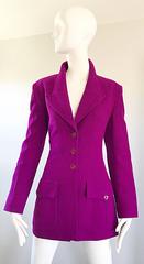 1990s Chloe by Karl Lagerfeld Magenta Pink Vintage 90s Military Inspired Jacket