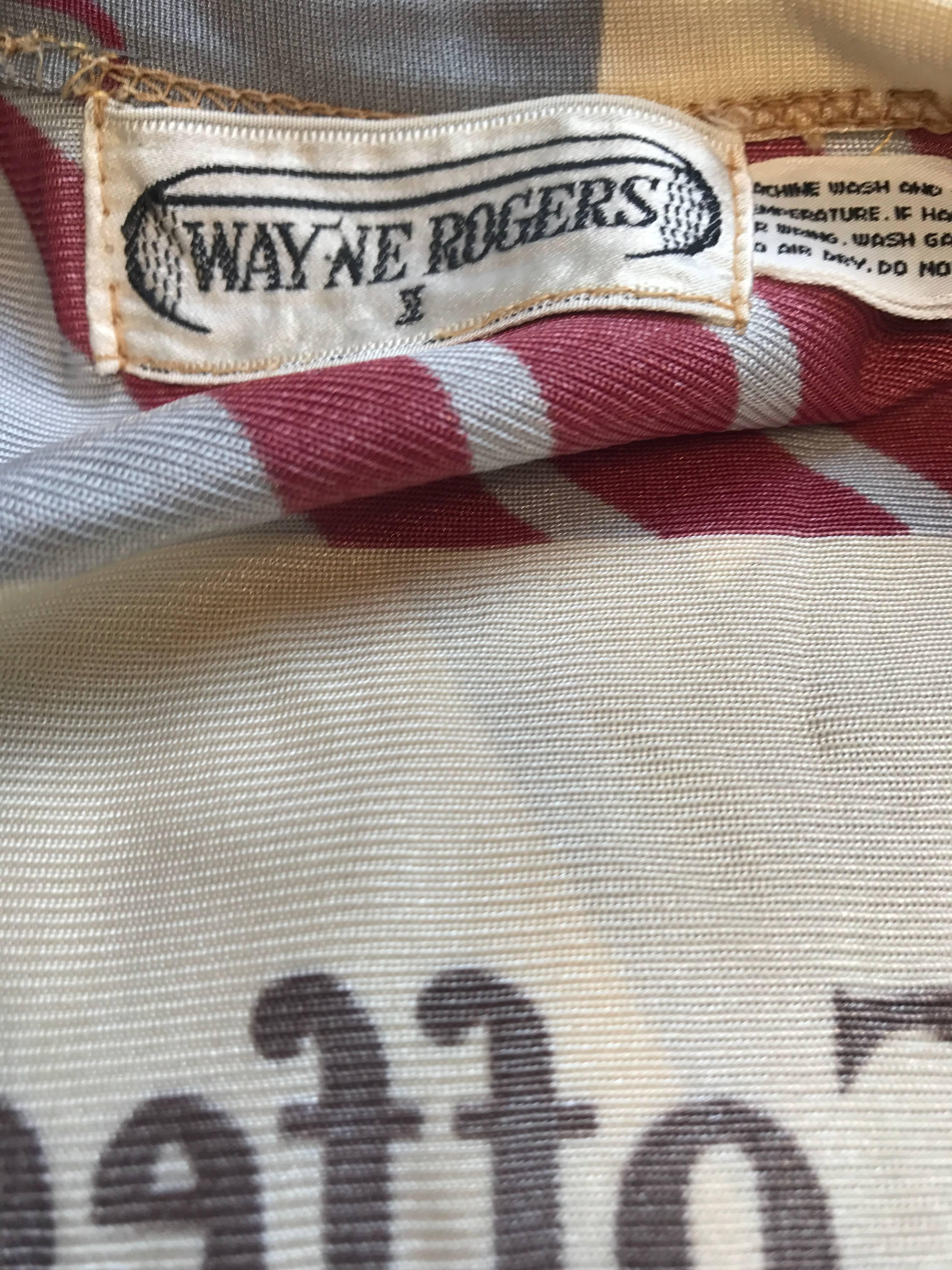 Wayne Rogers - Robe portefeuille en jersey vintage, thème café, imprimé fantaisie, années 1970 en vente 5
