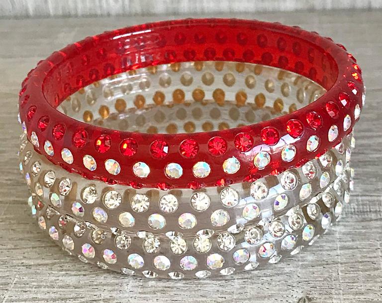 Vintage Jewelry 80s Red Bracelet Rhinestone Bangle | eBay
