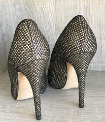 Giuseppe Zanotti Black and Silver Glitter Size 37 / 7 Peep Toe Shoes High Heels